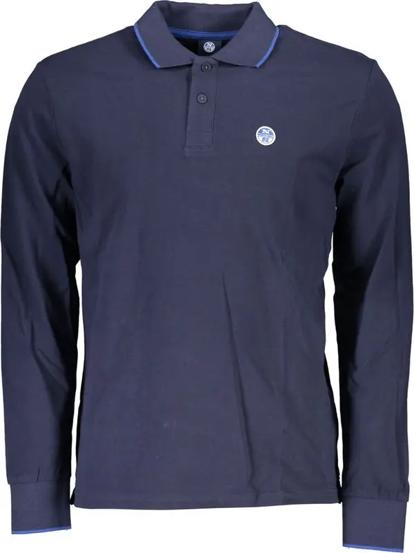 Blue Cotton Men Polo Shirt