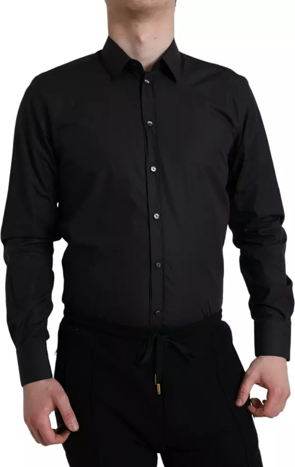 Navy Blue Cotton Collared Formal Dress Shirt