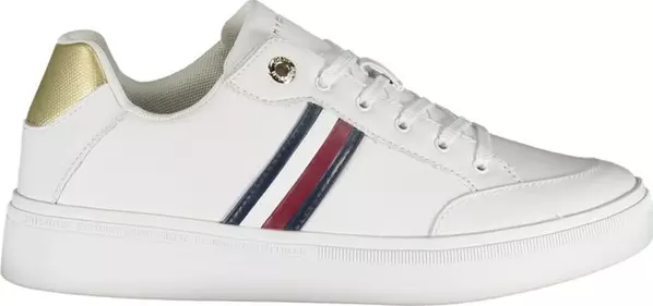 White Polyurethane Women Sneaker