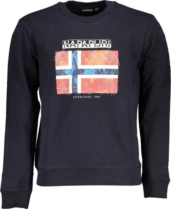Blue Cotton Men Sweater