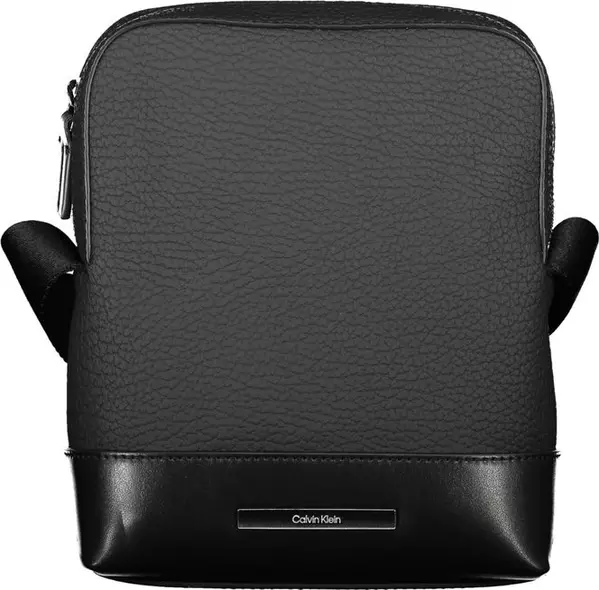 Sleek Black Shoulder Bag with Contrasting Details
