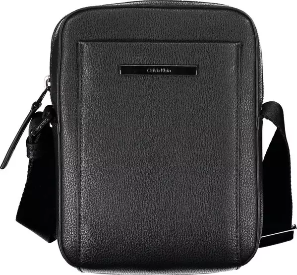 Sleek Black Shoulder Bag with Logo Detail