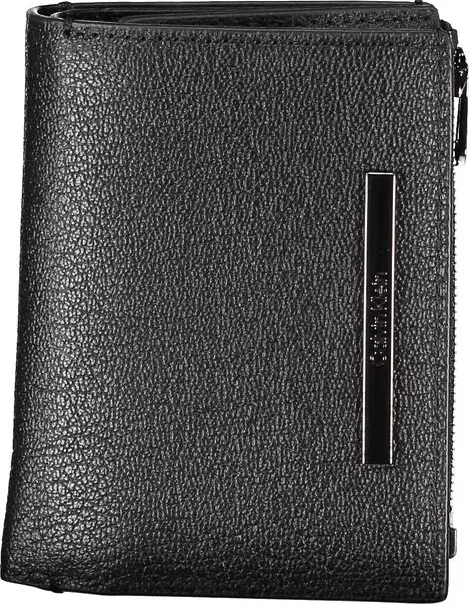 Sleek Black Leather Wallet with Coin Purse