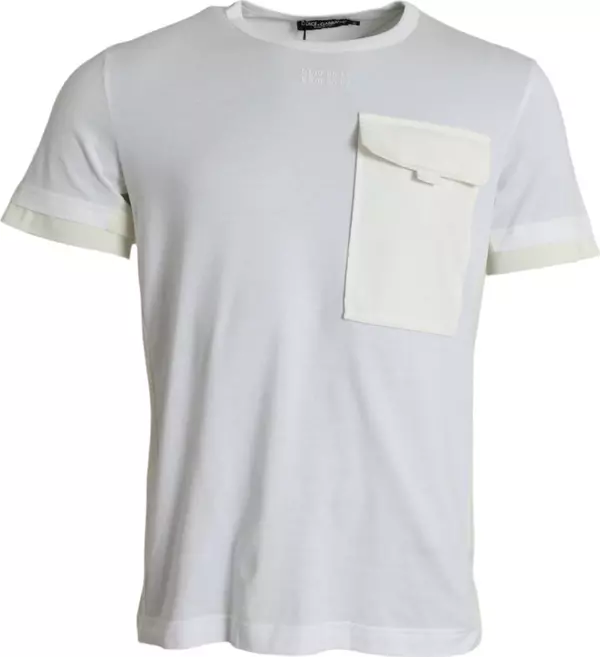 White Cotton Pocket Short Sleeves T-shirt