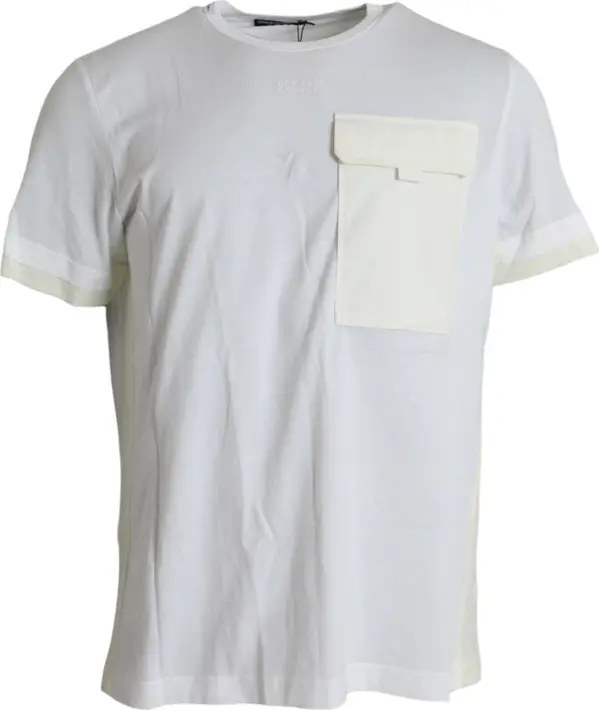 White Cotton Pocket Short Sleeves T-shirt