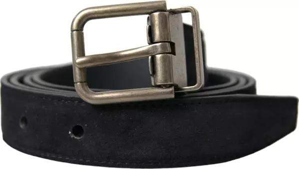 Black Goat Leather Antique Metal Buckle Belt