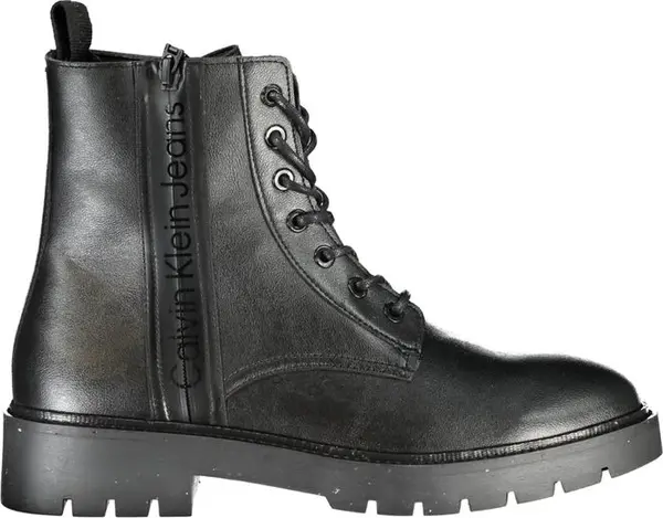 Black Polyurethane Men Ankle Boot