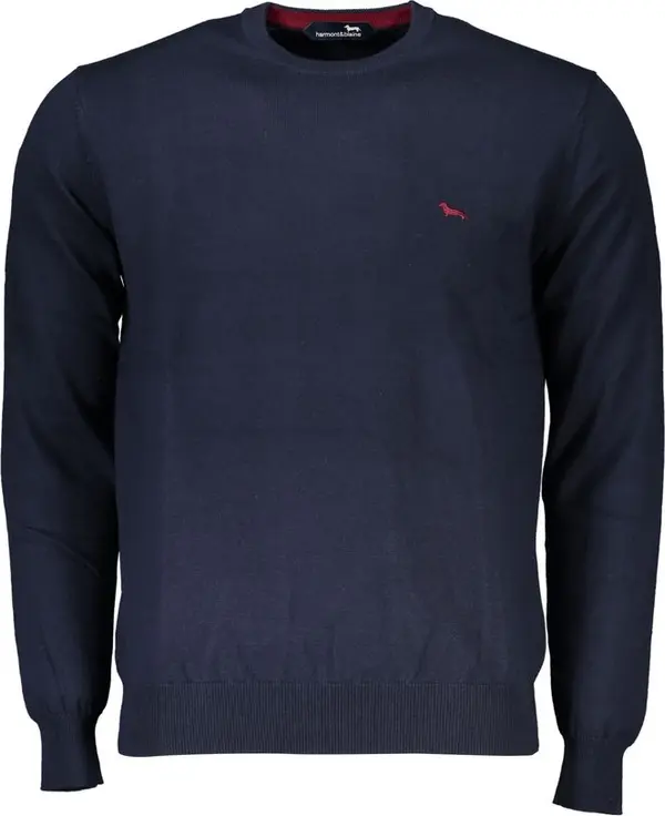 Crew Neck Embroidered Blue Sweater