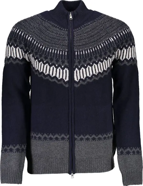 Elegant Long Sleeve Zip Cardigan in Blue
