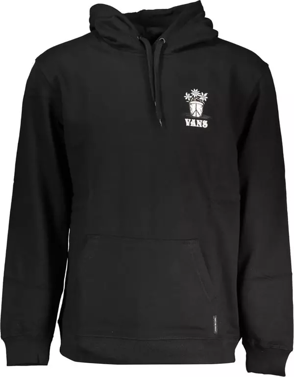 Black Cotton Men's Hooded Sweatshirt