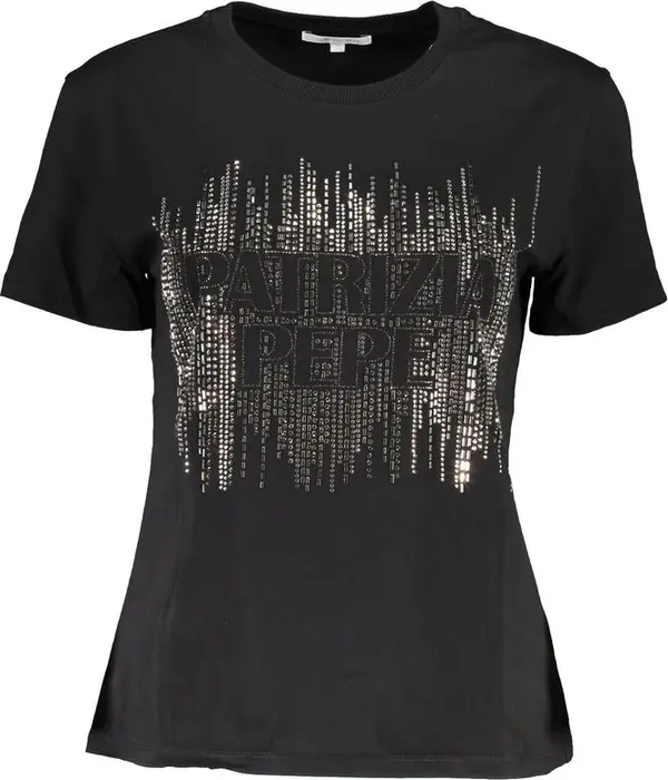 Black Cotton Women T-Shirt