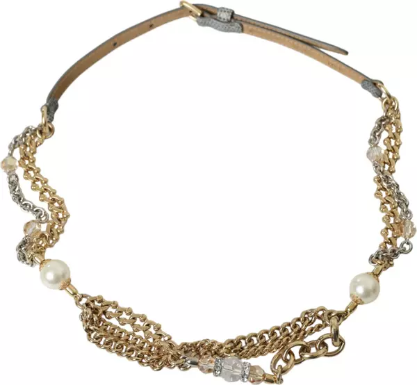 Blue Braided Gold Brass Chain Waist Belt