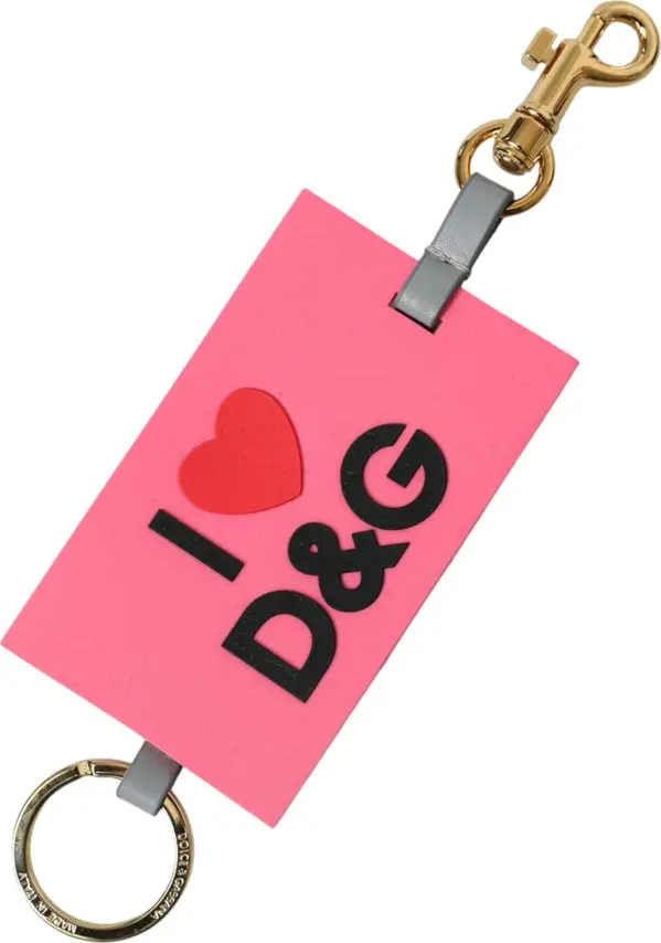 Pink Silicone DG Logo Gold Brass Keychain