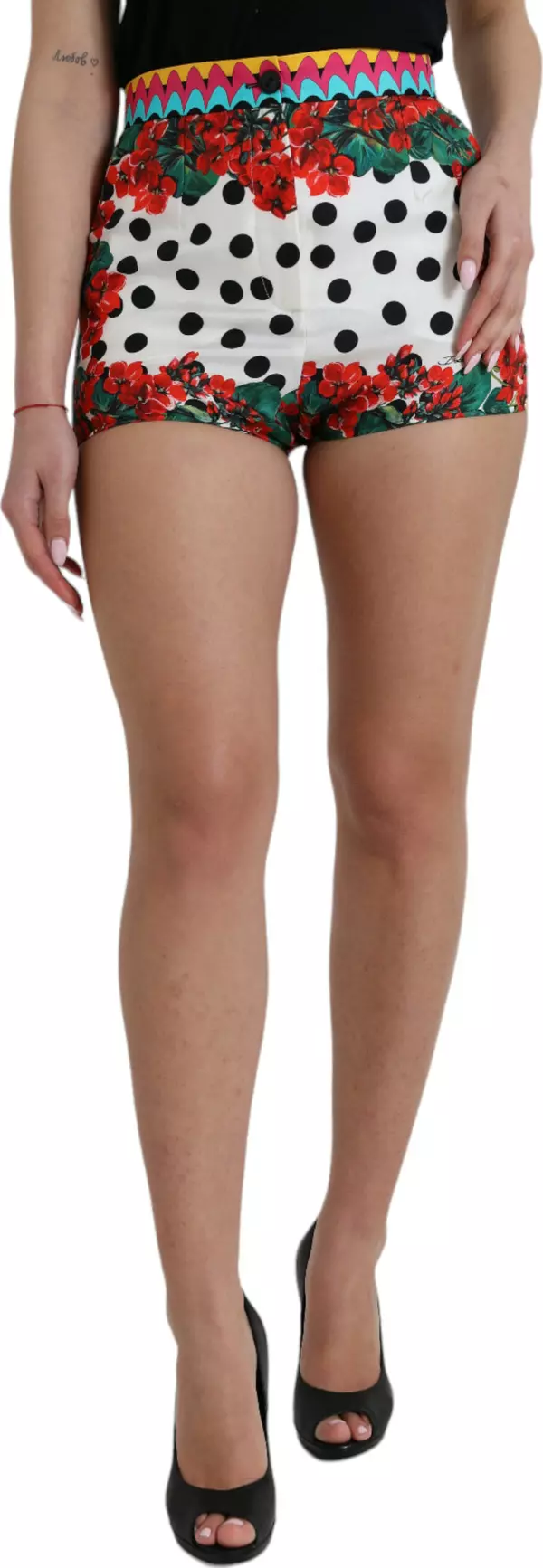 Multicolor Floral Polka Dot Hot Pants Shorts