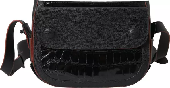 Black Exotic Leather Shoulder Crossbody Camera Bag