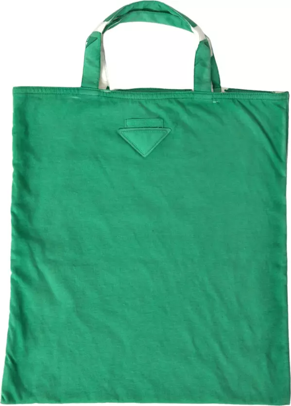 Green Jersey Fabric Logo Shoulder Shopping Tote Shopping Bag