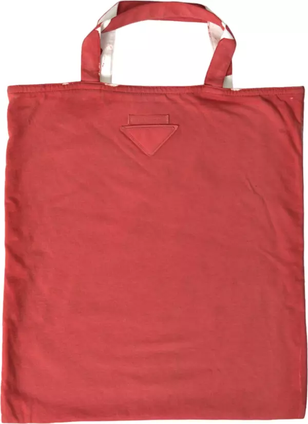 Red Jersey Fabric Logo Shoulder Shopping Tote Bag