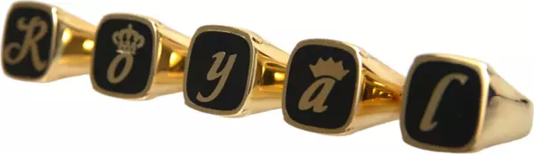 Gold Brass ROYAL Enamel Set of 5 Ring