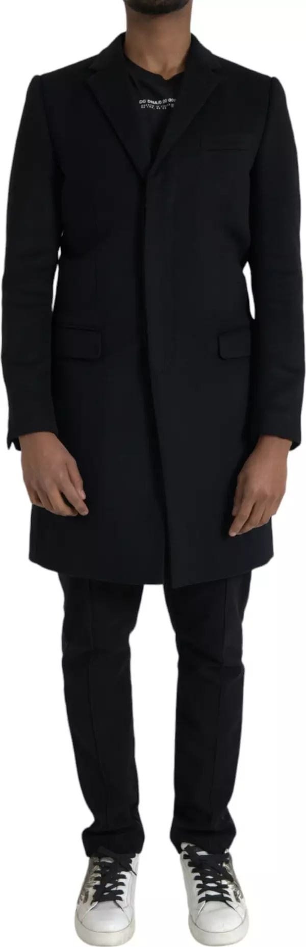 Black Single Breasted Trench Coat Jacket