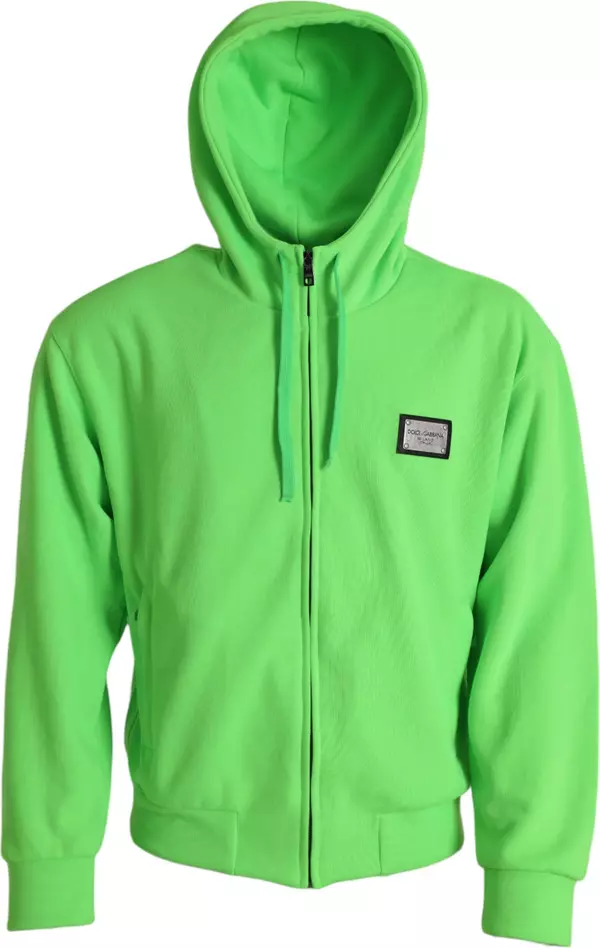 Neon Green Hooded Full Zip Top Sweater