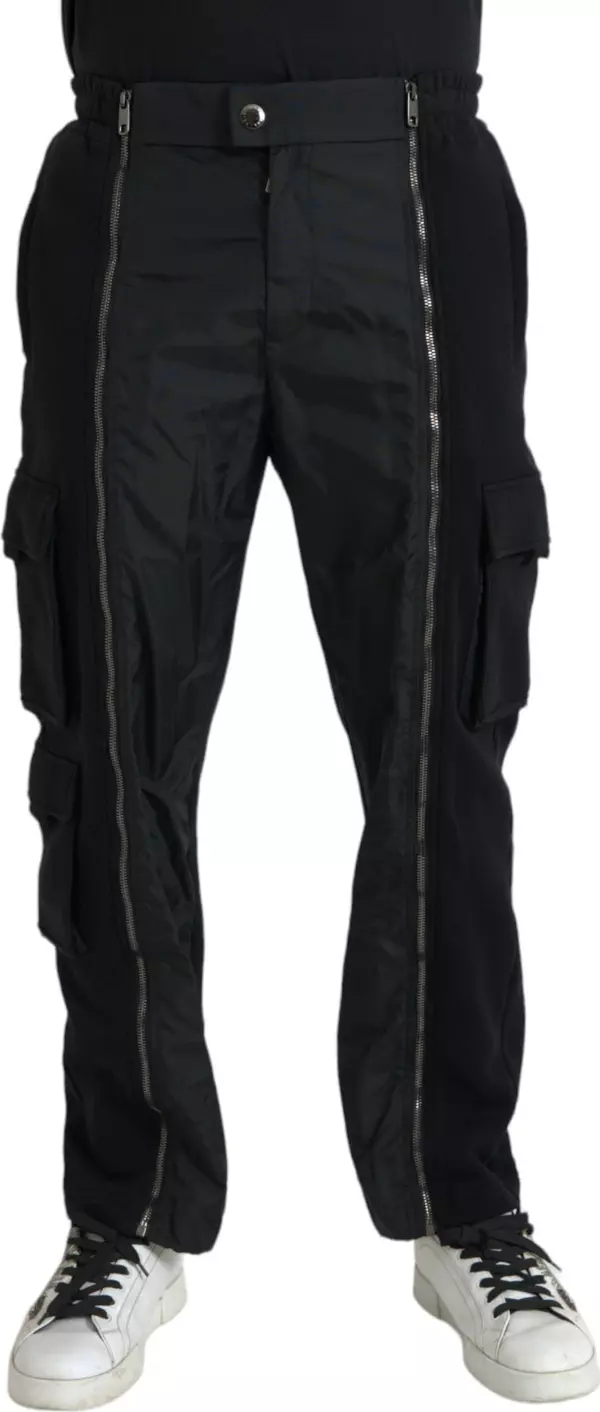 Black Cotton Blend Skinny Pants