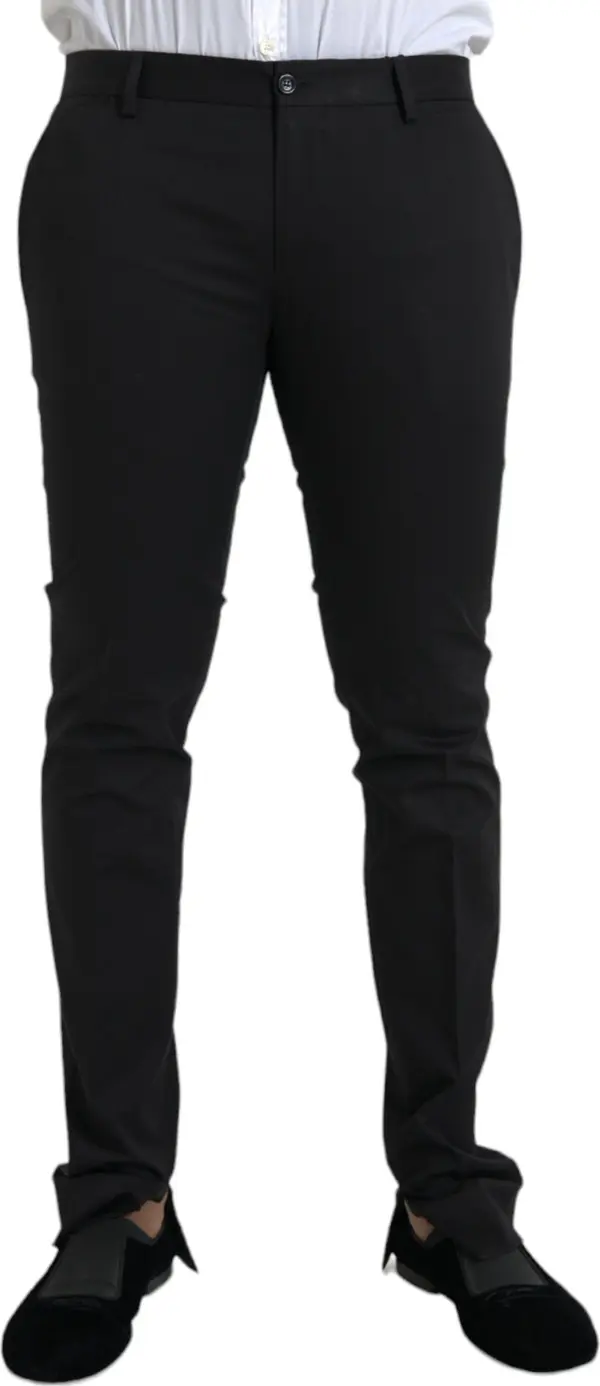 Black Cotton Stretch Skinny Dress Pants
