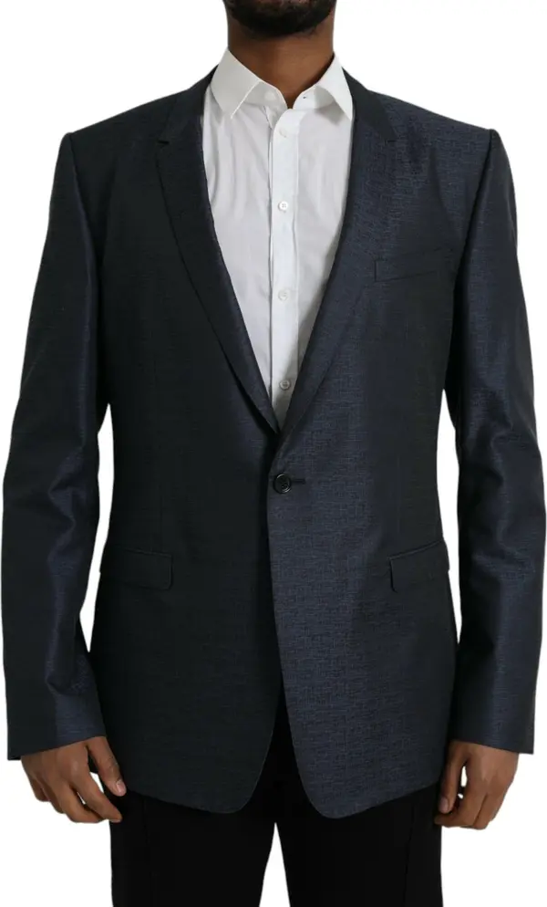 Blue Wool GOLD Single Breasted Coat Blazer