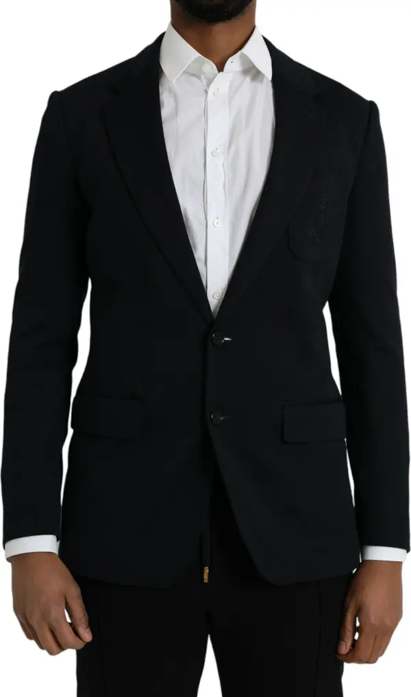 Black Wool Notch Single Breasted Coat Blazer