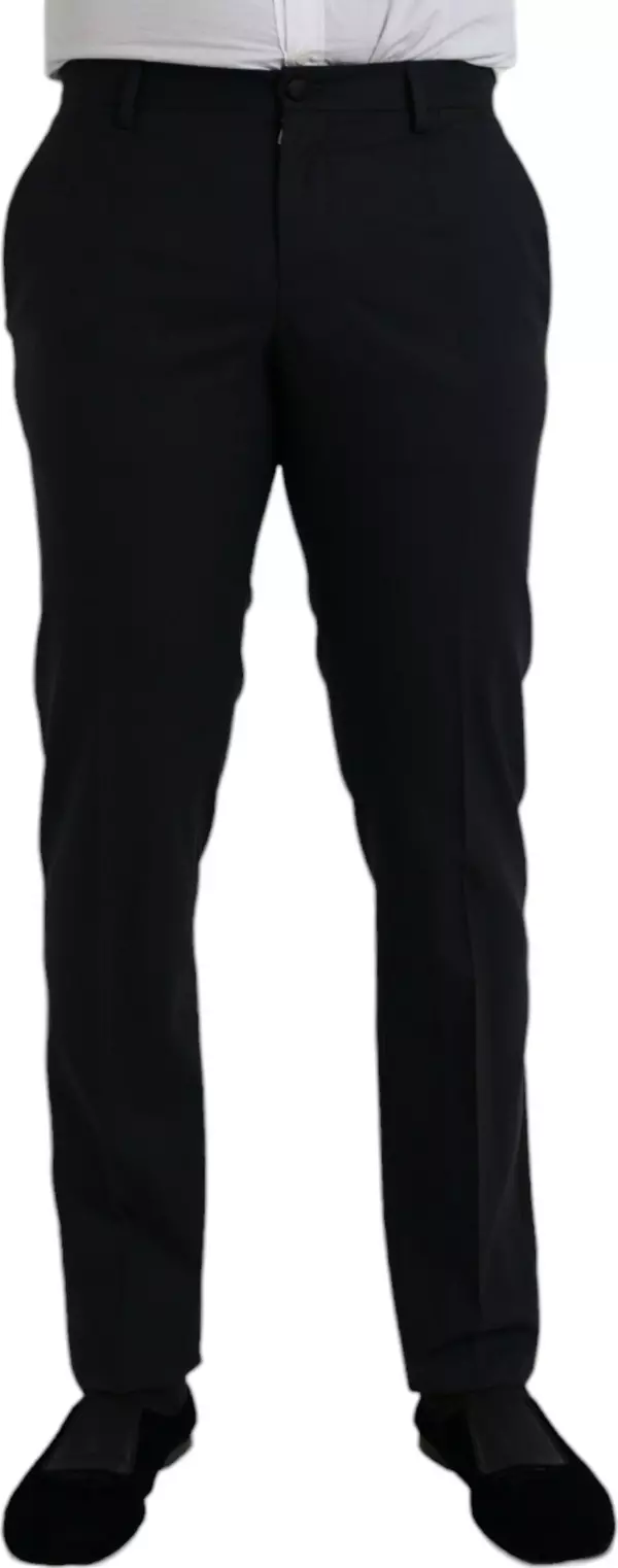 Dark Blue Wool Slim Fit Formal Pants