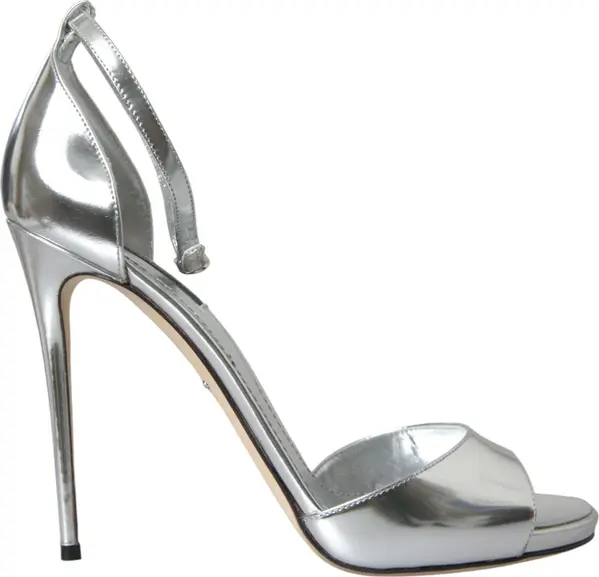 Silver KEIRA Leather Heels Sandals Shoes