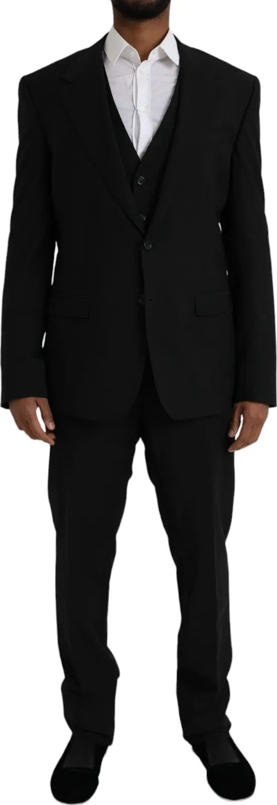 Black Polyester STAFF Formal 3 Piece Suit