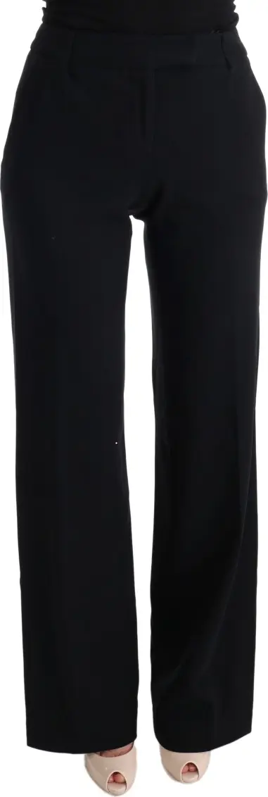 Black Viscose Flare Bootcut Pants