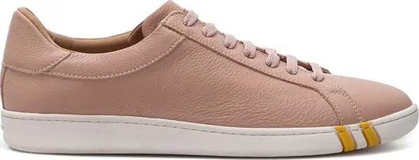 Pink Fabric And Leather Low Top Sneakers