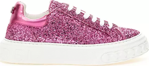 Fuchsia Fabric And Leather Low Top Sneakers