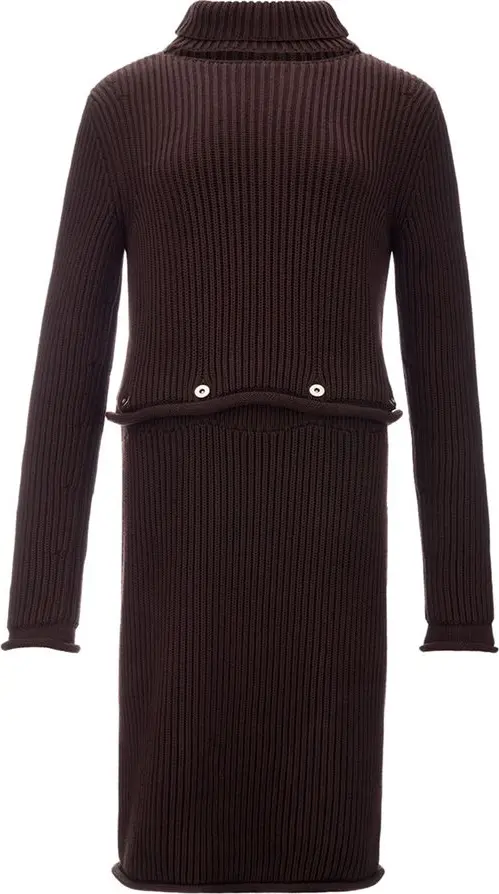Brown Viscose Casual Dress