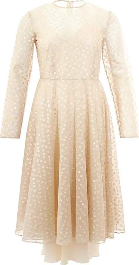 Beige Cotton Cocktail Dress