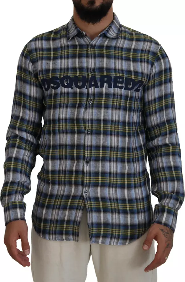 Multicolor Checkered Casual Men Long Sleeves Shirt