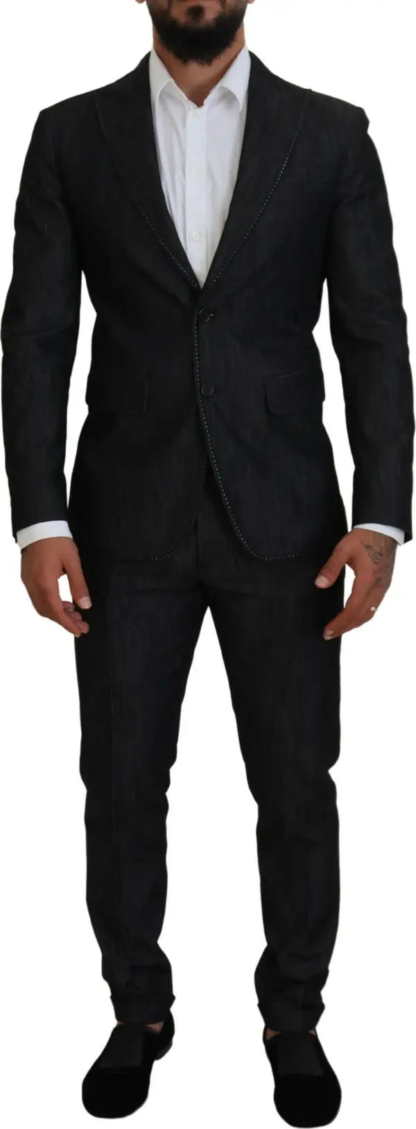 Black Cotton Single Breasted 2 Piece MIAMI Suit