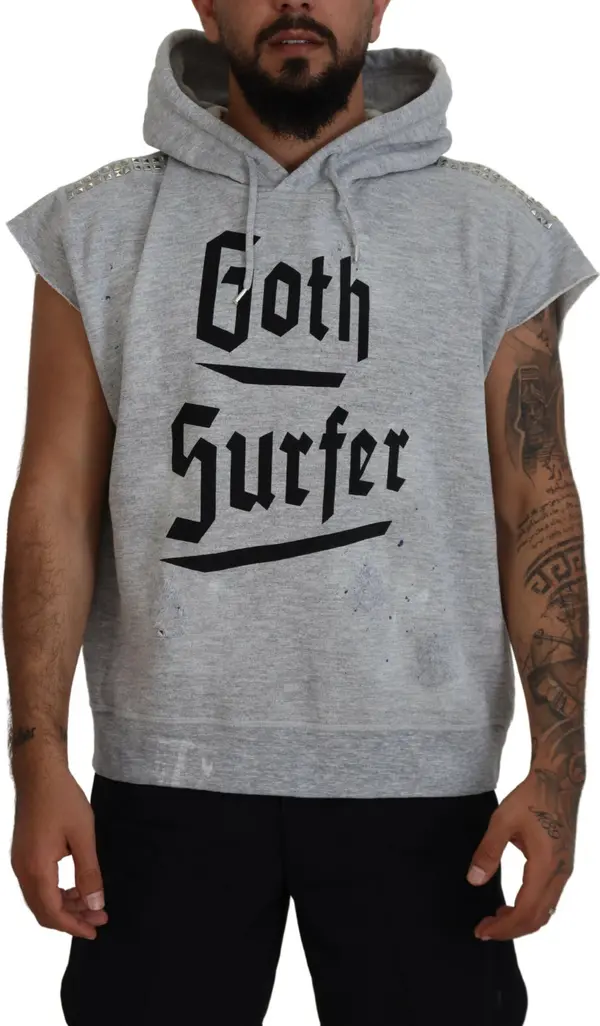 Light Gray Cotton Short Sleeves Hooded T-shirt