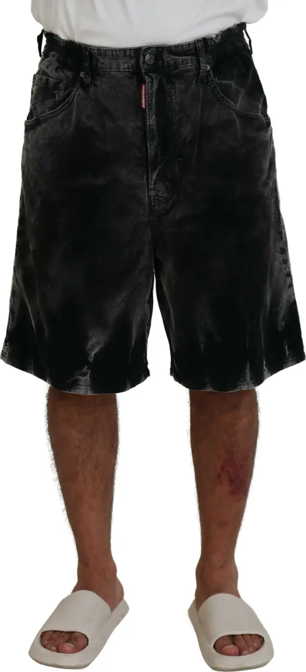 Gray Cotton Corduroy Bermuda Shorts