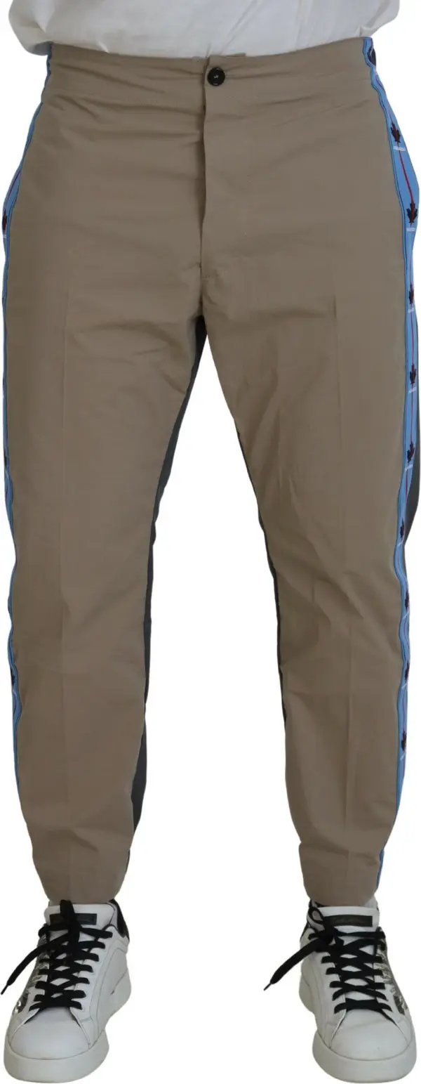 Cotton Brown Gray Two Tone Men Casual Pants