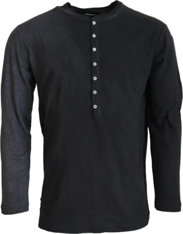 Black Cotton Linen Long Sleeves Pullover Sweater