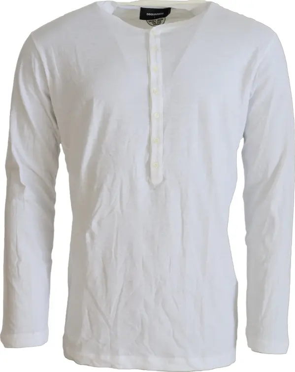 White Cotton Linen Long Sleeves Pullover Sweater