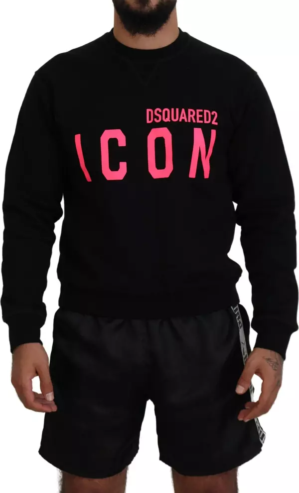Black Printed Long Sleeves Pullover Sweater