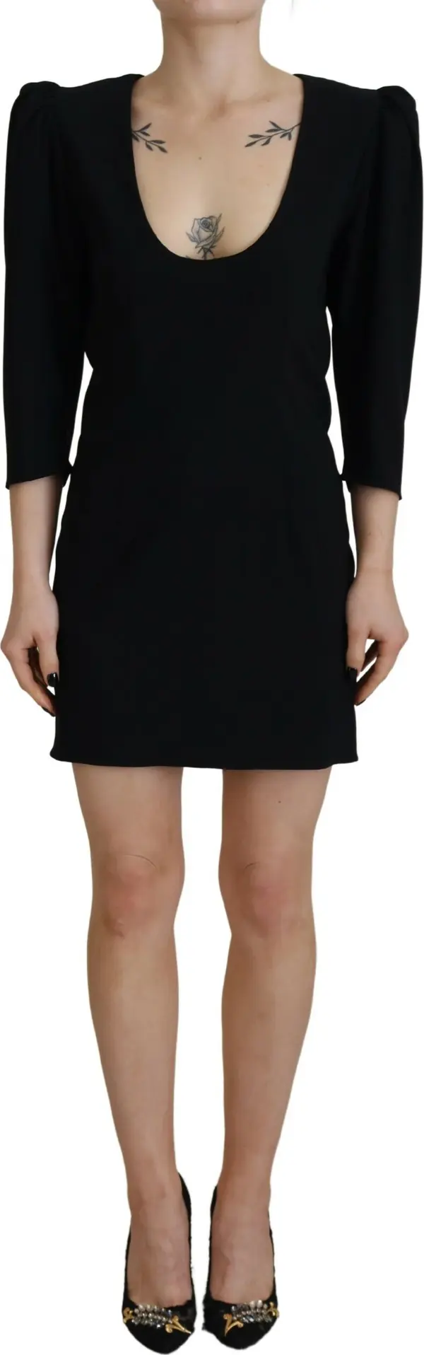 Black Polyester Long Sleeves Bodycon Sheath Dress