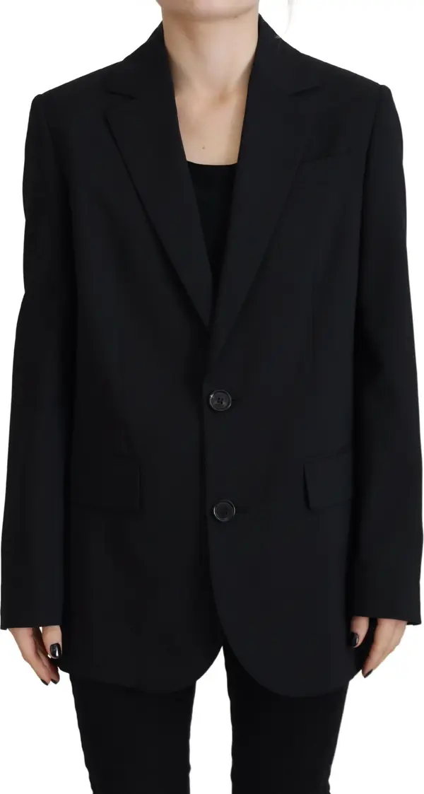 Black Flower Single Breasted Coat Blazer