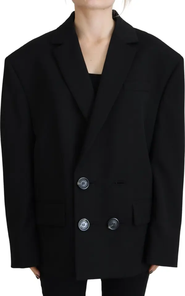 Black Double Breasted Coat Blazer Jacket