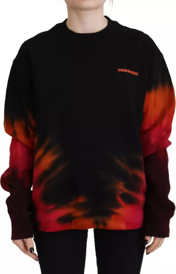 Black Tie Dye Logo Print Women Long Sleeve Sweater
