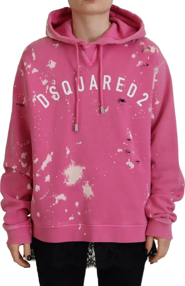 Pink Logo Print Cotton Hoodie Sweatshirt Sweater