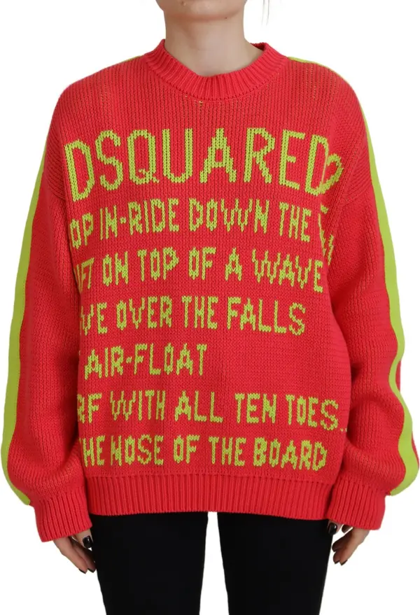 Multicolor Cotton Knitted Crewneck Pullover Sweater